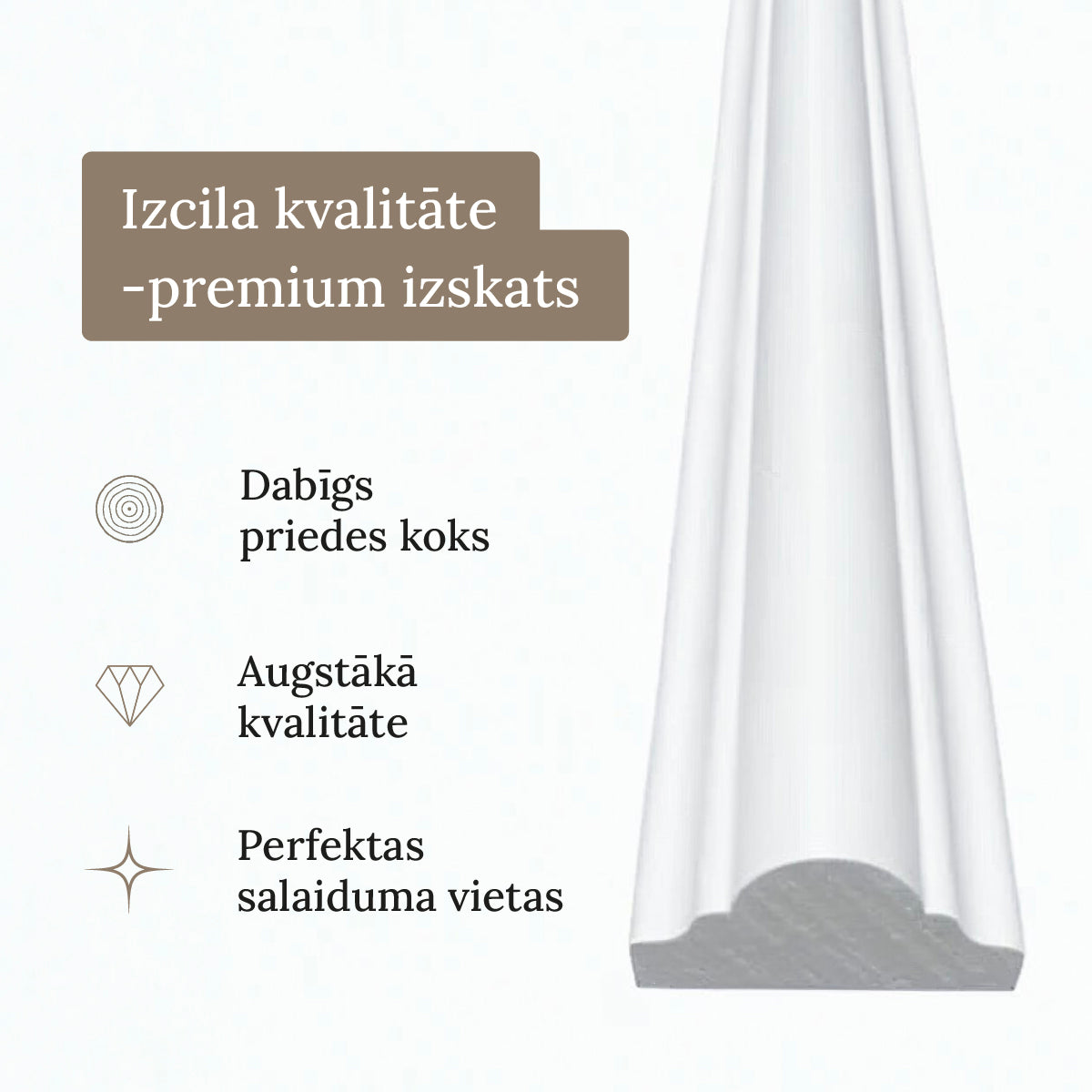 Viendaļīgas pašlīmējošās sienu līstes (moldingi)
